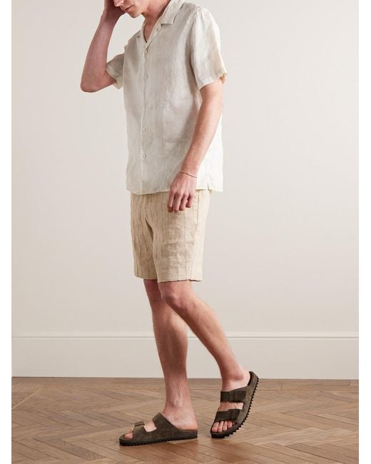 Altea White Baker Camp-Collar Linen Shirt for men