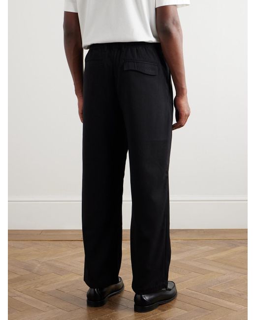 Dime Black Straight-leg Pleated Twill Trousers for men