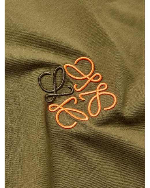 Loewe Green Slim-Fit Logo-Embroidered Cotton-Jersey T-Shirt for men