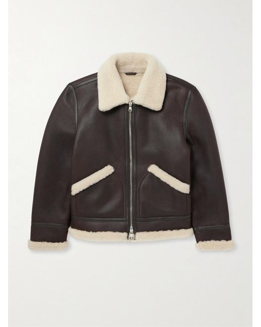 Mr P. Black Shearling Aviator Jacket for men