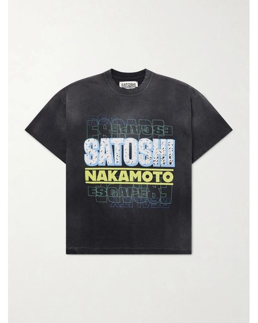 Satoshi Nakamoto Gray Escape Reality Logo-Print Cotton-Jersey T-Shirt for men
