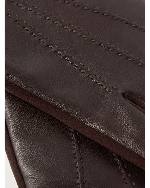 Mr P. Brown Leather And Suede Gloves for men