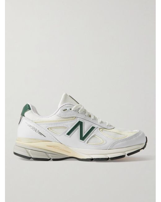 New Balance Metallic 990v4 Leather And Mesh Sneakers for men