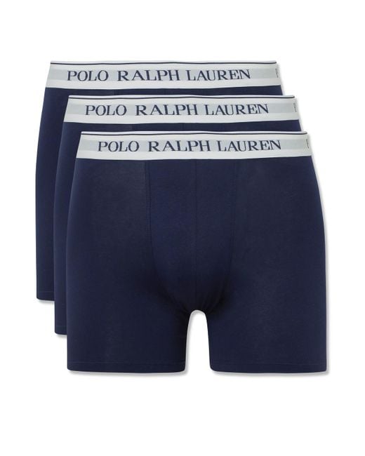Polo Ralph Lauren Blue Three-pack Stretch-cotton Boxer Briefs for men