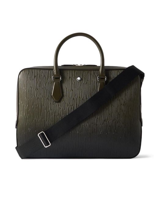 Montblanc Black Corteccia Dégradé Textured-Leather Briefcase for men