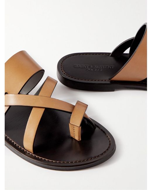 Saint Laurent Brown Culver Leather Sandals for men