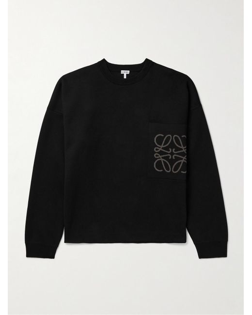 Loewe Pullover aus Jacquard-Strick aus einer Baumwollmischung mit Logomotiv in Black für Herren