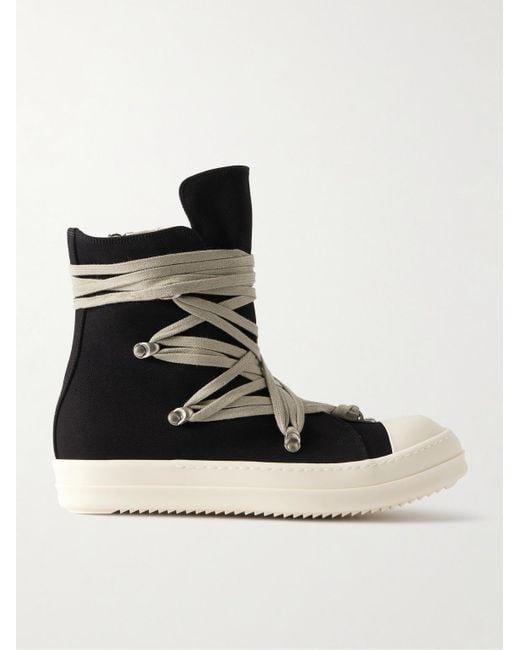 Rick Owens Black Megalace Denim High-Top Sneakers for men