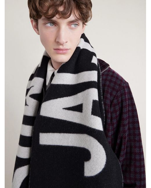 Logo-Intarsia Fringed Wool Scarf di Jacquemus in Black da Uomo