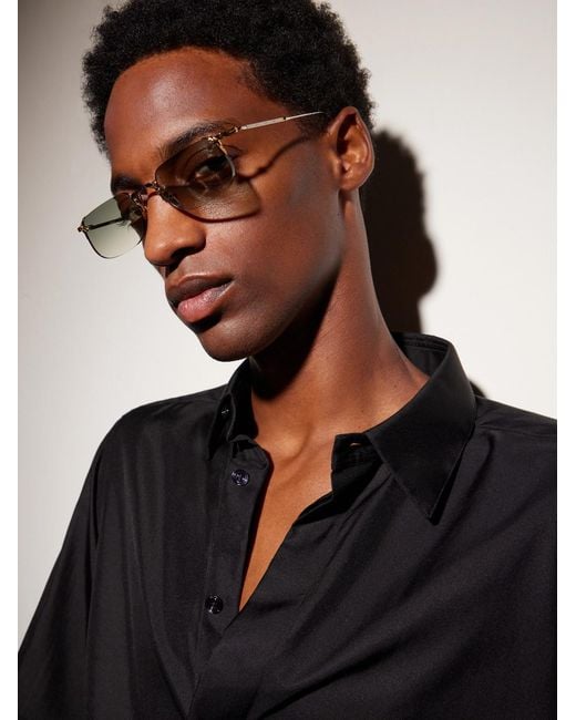 Jacques Marie Mage Metallic Fonda Rimless Silver-tone Titanium Sunglasses for men