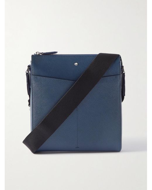 Montblanc Sartorial Cross-grain Leather Messenger Bag in Blue for Men ...