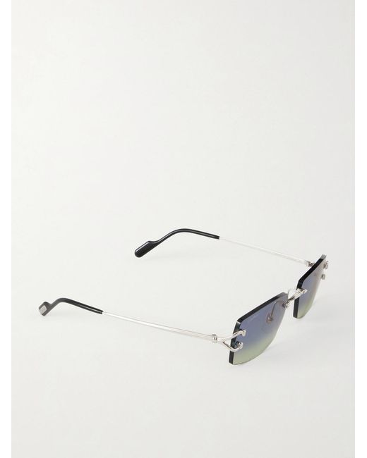 Cartier Blue Squared-Frame Metal Sunglasses for men