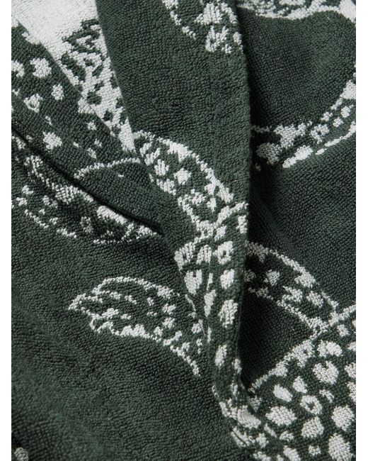 Desmond & Dempsey Green Cotton-terry Jacquard Robe for men