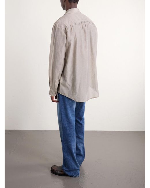 Our Legacy White Plough Checked Cotton And Silk-blend Shirt for men