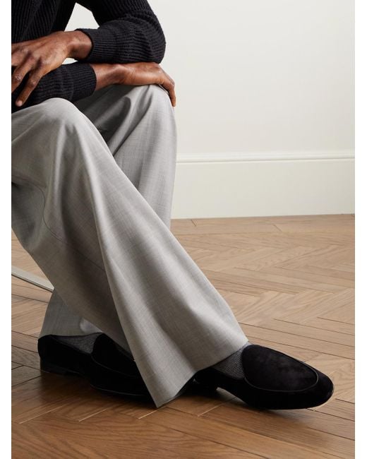 Manolo Blahnik Modena Loafers aus Veloursleder mit Lederbesatz in Black für Herren
