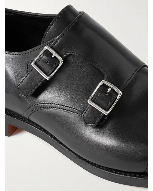 John Lobb Black William Leather Monk-Strap Shoes for men