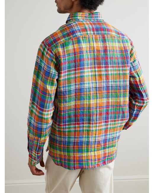 Polo Ralph Lauren Blue Checked Linen Shirt for men