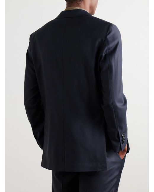 Rubinacci Blue Unstructured Wool-Twill Suit Jacket for men