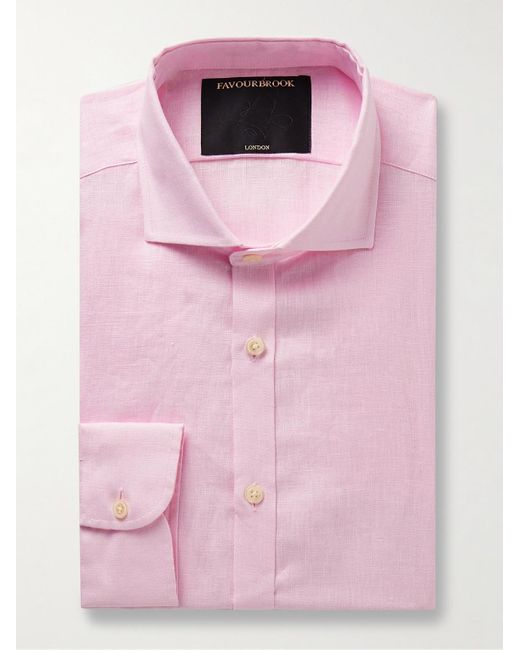 Favourbrook Bridford Hemd aus Leinen mit Cutaway-Kragen in Pink für Herren