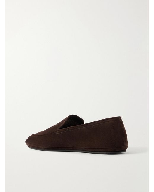 John Lobb White Kingstone Suede Slippers for men