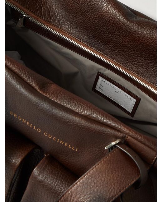 Brunello Cucinelli Brown Winter Escape Full-grain Leather Duffle Bag for men