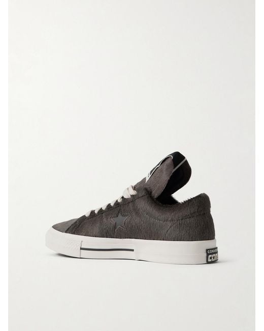 Rick Owens Black Converse One Star Leather-Trimmed Calf Hair Sneakers for men