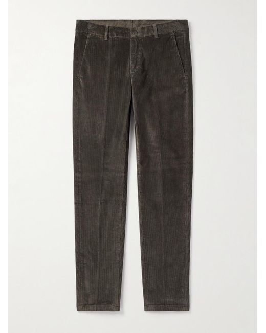 Eleventy Gray Straight-Leg Stretch Cotton And Modal-Blend Corduroy Trousers for men