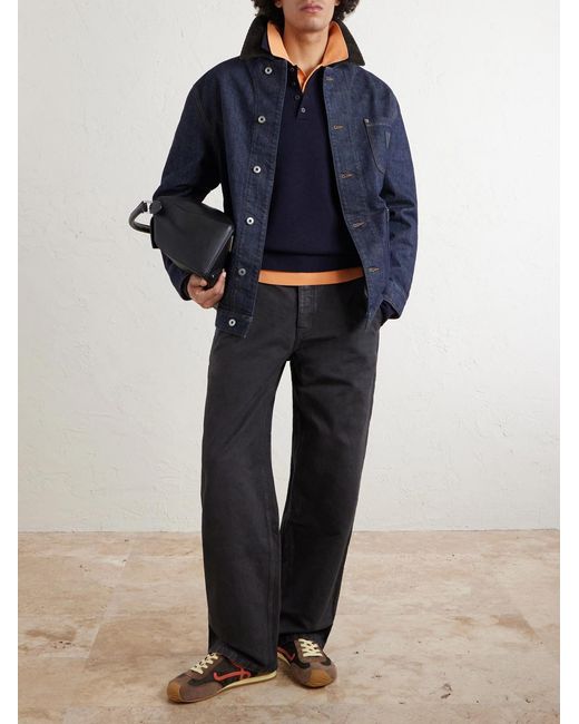 Loewe Blue Wool-blend Polo Sweater for men