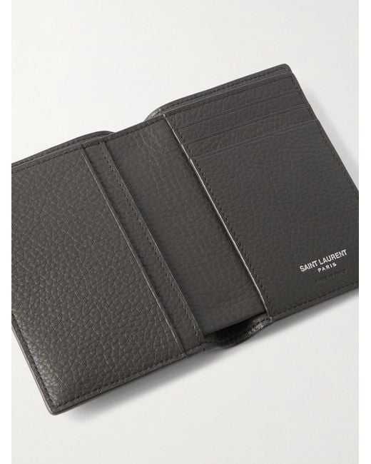 Saint Laurent Aufklappbares Portemonnaie aus vollnarbigem Leder mit Logodetail in Black für Herren