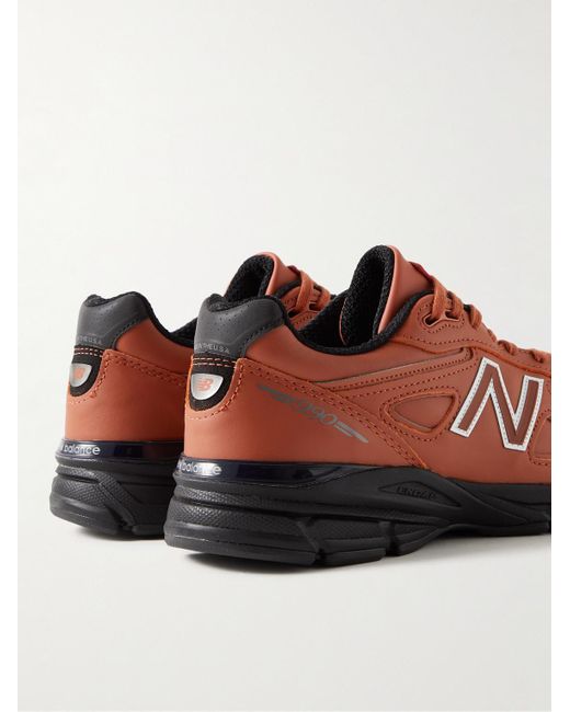 New Balance Red 990v4 Rubber-trimmed Leather Sneakers for men