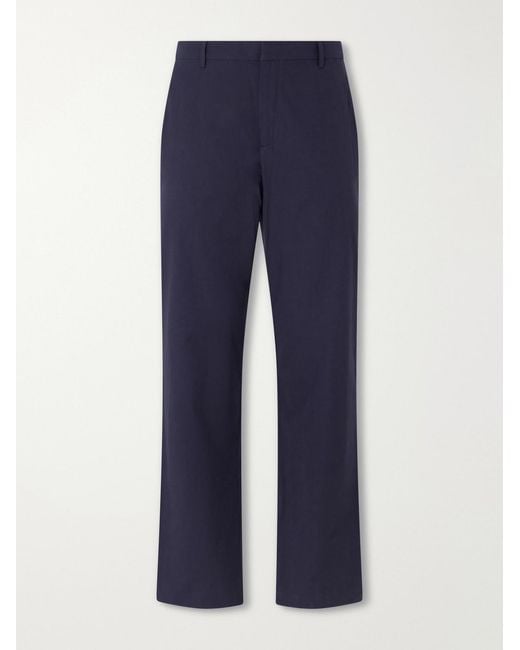 Sunspel Blue Straight-Leg Cotton-Poplin Suit Trousers for men