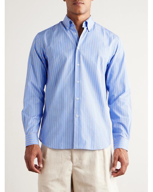 Paul Smith Blue Striped Cotton-Poplin Shirt for men
