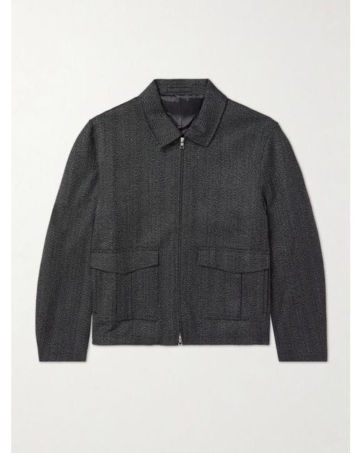 Mr P. Black Wool-herringbone Blouson Jacket for men