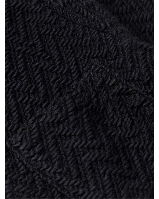 Portuguese Flannel Blue Herringbone Tweed Overshirt for men
