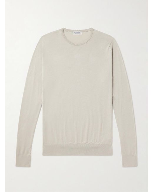 John Smedley White Hatfield Slim-Fit Sea Island Cotton Sweater for men