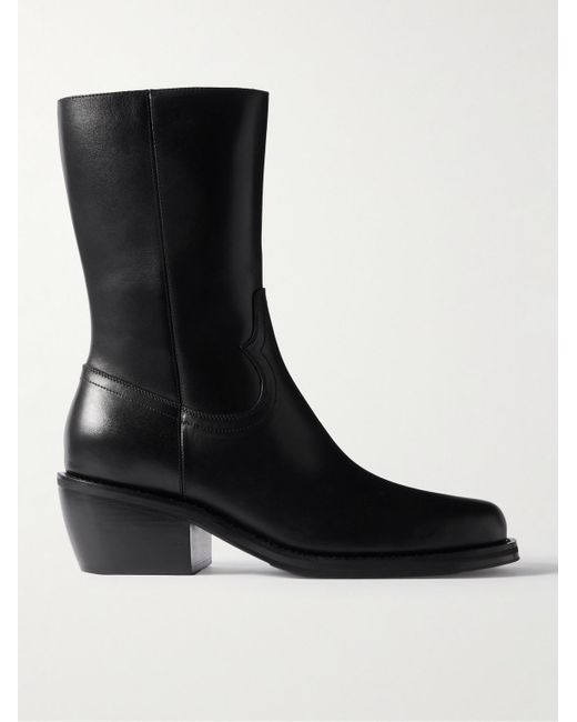 Dries Van Noten Black Leather Boots for men