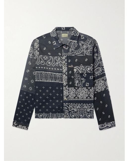 Kapital Blue Patchwork Bandana-Print Cotton Jacket for men