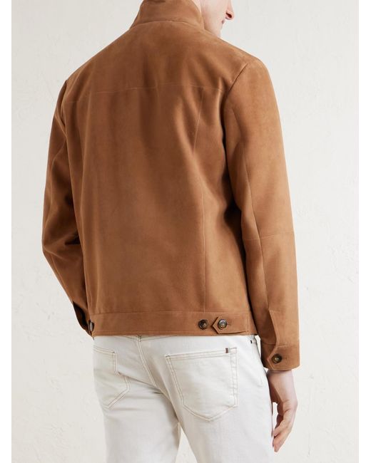 Canali Brown Suede Harrington Jacket for men