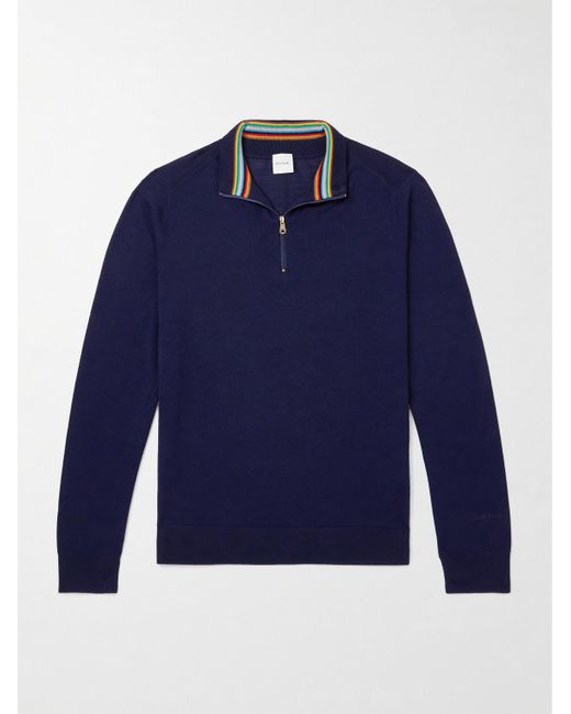Merino Wool Half-Zip Sweater di Paul Smith in Blue da Uomo