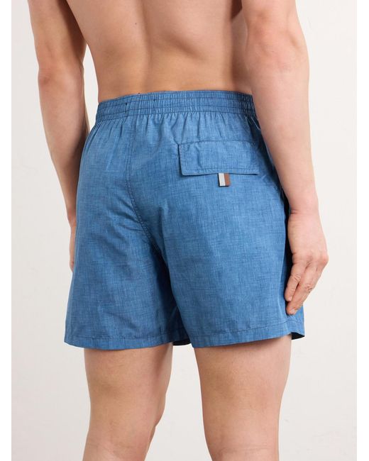 Canali Blue Straight-Leg Mid-Length Swim Shorts for men