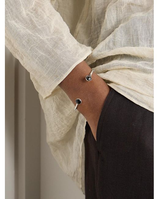Mikia Natural Sterling Silver Obsidian Cuff for men
