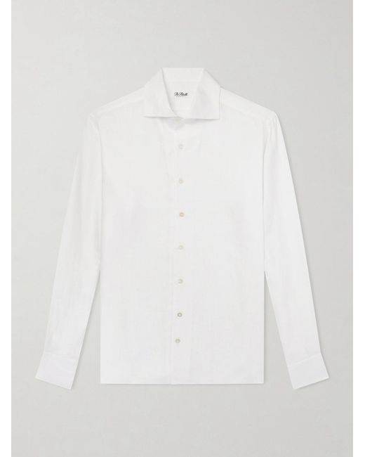 De Petrillo White Linen Shirt for men