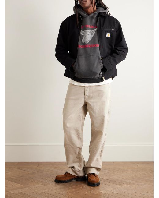 Neighborhood Gray One Of These Days Logo-Print Cotton-Jersey Hoodie for men
