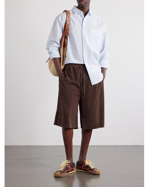 Loewe Brown Paula's Ibiza Suede Casual Shorts for men