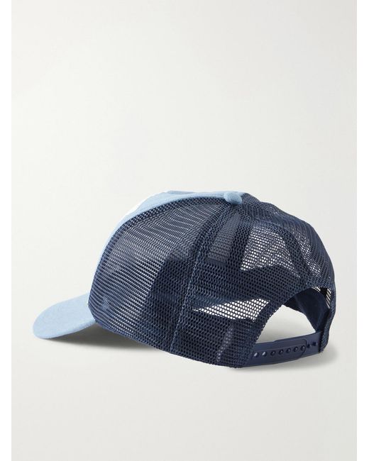 Kapital Blue Denim Repair Service Fleece-Trimmed Printed Scuba Trucker Cap for men