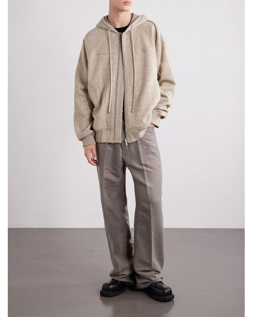 Rick Owens Natural Wool And Cotton-Blend Zip-Up Hoodie for men