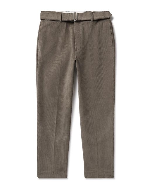 Officine Generale Gray Hoche Slim-Fit Straight-Leg Belted Cotton-Blend Corduroy Trousers for men