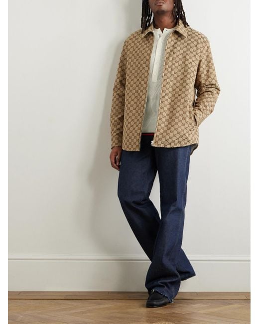 Gucci Blouson aus wattiertem Canvas aus einer Baumwollmischung mit Logomuster in Natural für Herren