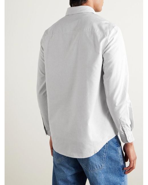 A.P.C. Greg gestreiftes Hemd aus Baumwoll-Oxford mit Button-Down-Kragen in White für Herren