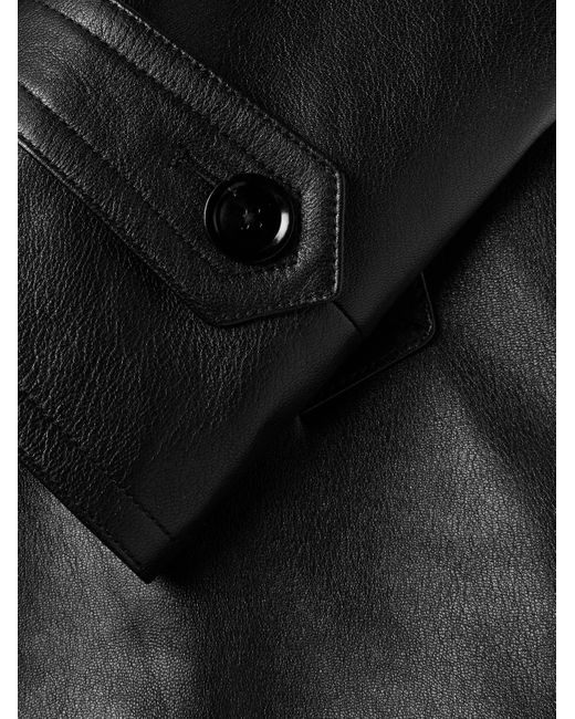 Tom Ford Black Leather Peacoat for men